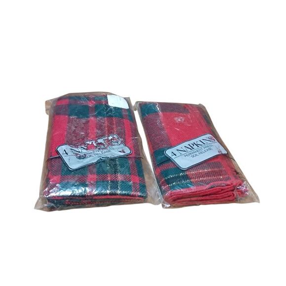 Vintage Target Plaid Christmas Holiday Cloth Napkins 8 Count Red & Green - Picture 1 of 2